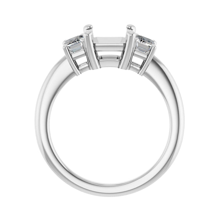 Platinum 7x7 mm Asscher 3/4 CTW Lab-Grown Semi-Set Engagement Ring