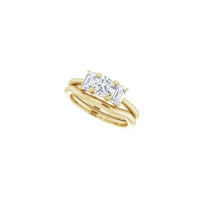 14K Yellow Gold 5.2 mm Round 1 1/5 CTW Lab-Grown Semi-Set Engagement Ring