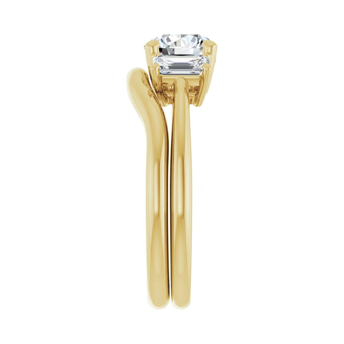 14K Yellow Gold 6.5 mm Round 3/4 CTW Lab-Grown Semi-Set Engagement Ring