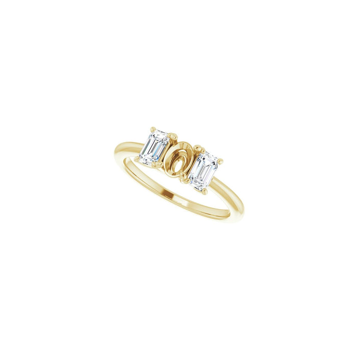 14K Yellow Gold 6x4 mm Oval 3/4 CTW Lab-Grown Semi-Set Engagement Ring