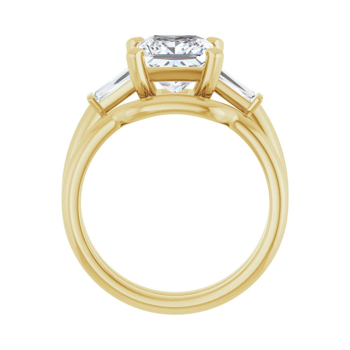 14K Yellow Gold 7x7 mm Square 1/5 CTW Lab-Grown Diamond Semi-Set Engagement Ring