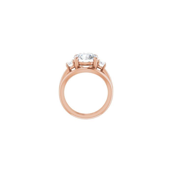 14K Rose Gold 10 mm Round 3/4 CTW Lab-Grown Semi-Set Engagement Ring