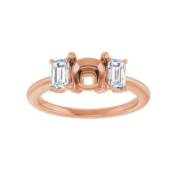 14K Rose Gold 6x6 mm Cushion 3/4 CTW Lab-Grown Semi-Set Engagement Ring