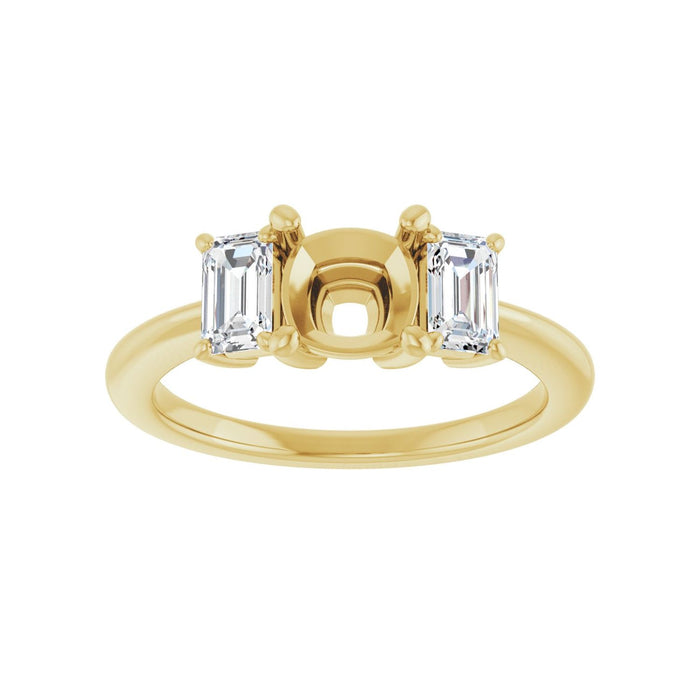 14K Yellow Gold 6x6 mm Cushion 3/4 CTW Lab-Grown Semi-Set Engagement Ring
