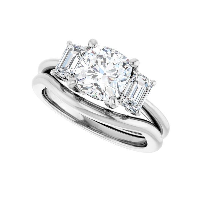 14K White Gold 7x7 mm Cushion 3/4 CTW Lab-Grown Semi-Set Engagement Ring