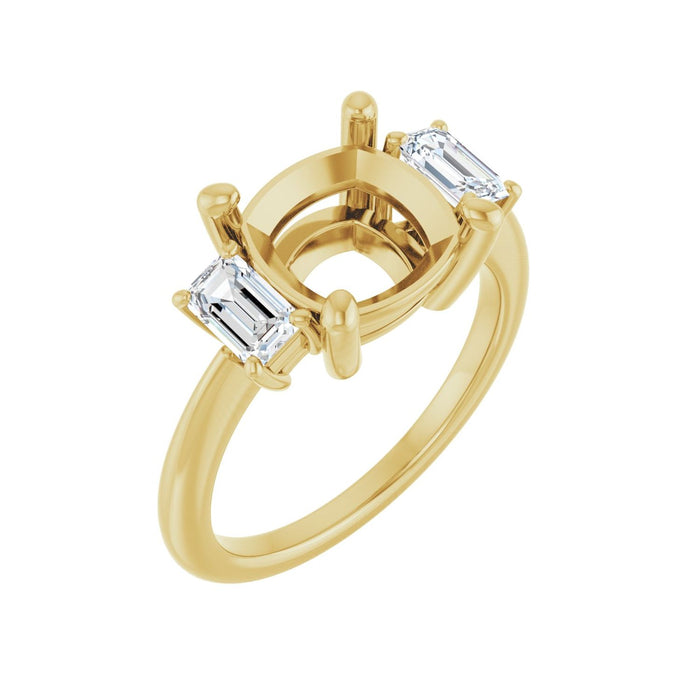 14K Yellow Gold 9x9 mm Cushion 3/4 CTW Lab-Grown Semi-Set Engagement Ring
