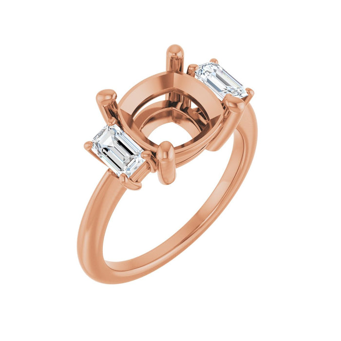 14K Rose Gold 9x9 mm Cushion 3/4 CTW Lab-Grown Semi-Set Engagement Ring