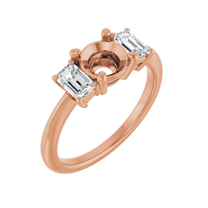 14K Rose Gold 6.5 mm Round 3/4 CTW Lab-Grown Semi-Set Engagement Ring