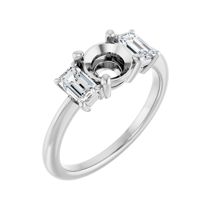 14K White Gold 6.5 mm Round 3/4 CTW Lab-Grown Semi-Set Engagement Ring