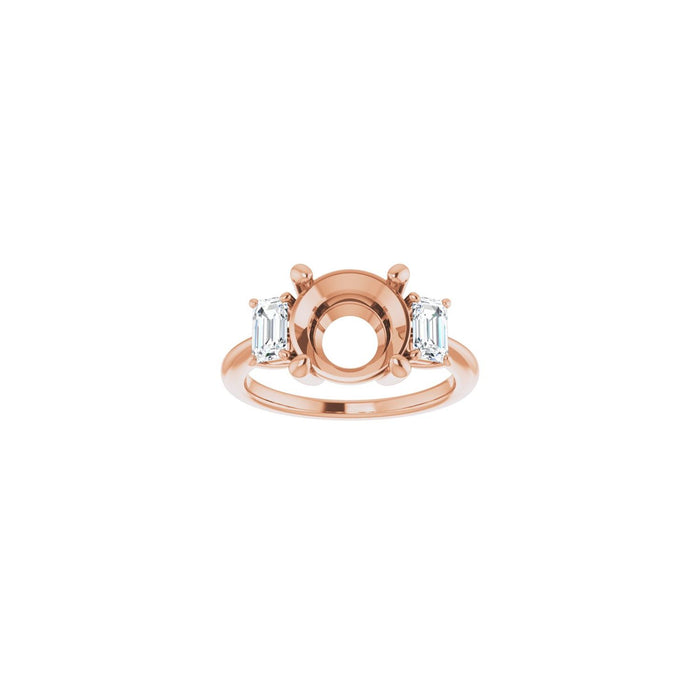 14K Rose Gold 9.4 mm Round 3/4 CTW Lab-Grown Semi-Set Engagement Ring