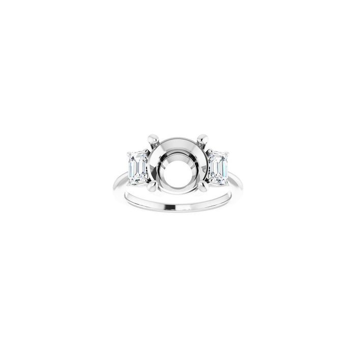 14K White Gold 9.4 mm Round 3/4 CTW Lab-Grown Semi-Set Engagement Ring