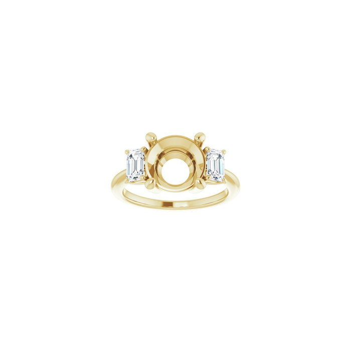 14K Yellow Gold 9.4 mm Round 3/4 CTW Lab-Grown Semi-Set Engagement Ring