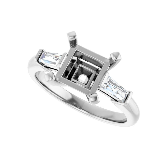 14K White Gold 7x7 mm Square 1/5 CTW Lab-Grown Diamond Semi-Set Engagement Ring