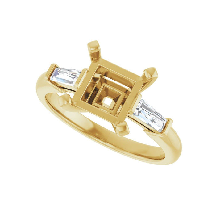 14K Yellow Gold 7x7 mm Square 1/5 CTW Lab-Grown Diamond Semi-Set Engagement Ring