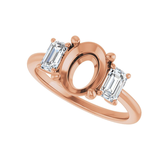 14K Rose Gold 9x7 mm Oval 3/4 CTW Lab-Grown Semi-Set Engagement Ring