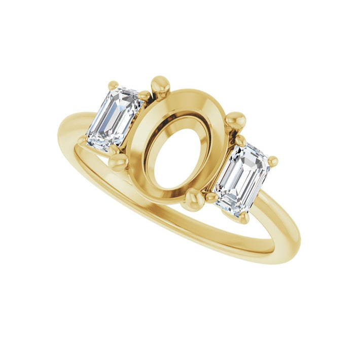 14K Yellow Gold 9x7 mm Oval 3/4 CTW Lab-Grown Semi-Set Engagement Ring
