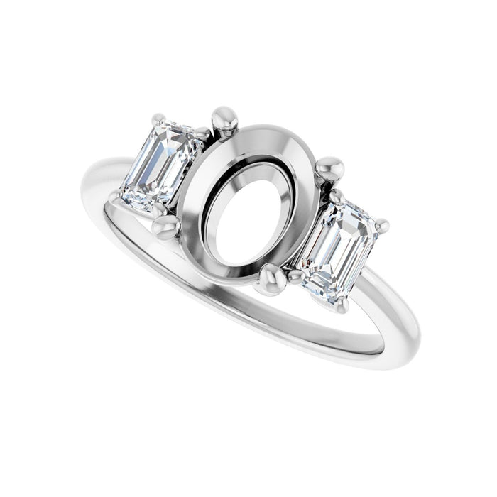 14K White Gold 9x7 mm Oval 3/4 CTW Lab-Grown Semi-Set Engagement Ring