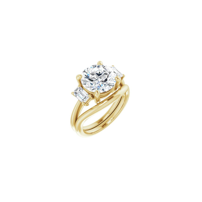14K Yellow Gold 10 mm Round 3/4 CTW Lab-Grown Semi-Set Engagement Ring