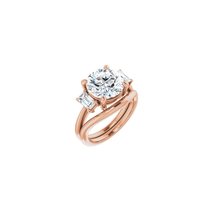 14K Rose Gold 10 mm Round 3/4 CTW Lab-Grown Semi-Set Engagement Ring