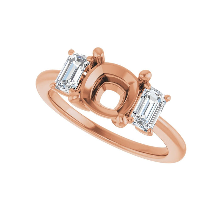 14K Rose Gold 7x7 mm Cushion 3/4 CTW Lab-Grown Semi-Set Engagement Ring