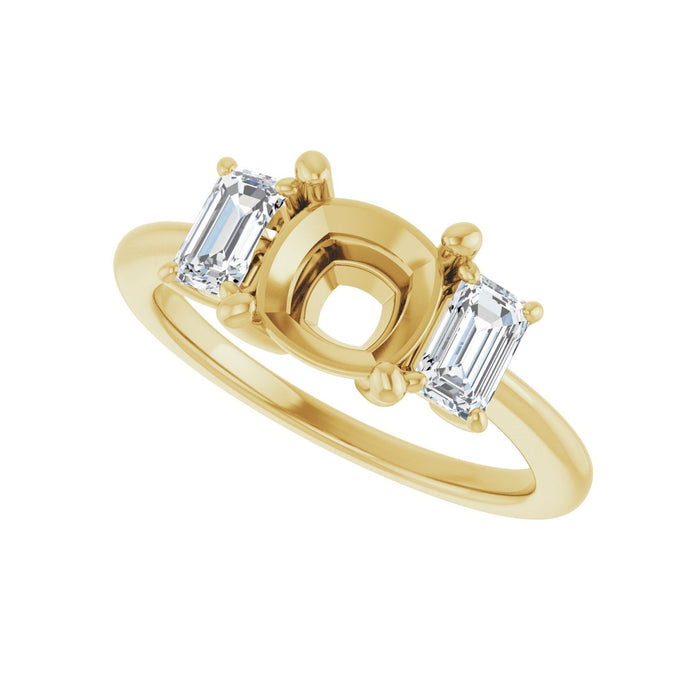 14K Yellow Gold 7x7 mm Cushion 3/4 CTW Lab-Grown Semi-Set Engagement Ring