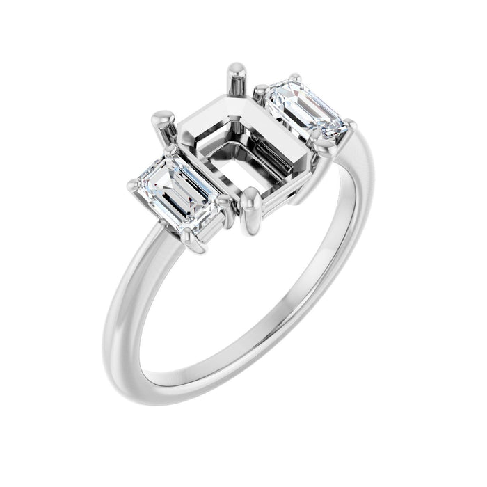 Platinum 8x6 mm Emerald 3/4 CTW Lab-Grown Diamond Semi-Set Engagement Ring