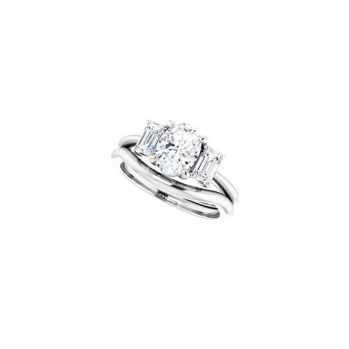 Platinum 8x6 mm Oval 3/4 CTW Lab-Grown Semi-Set Engagement Ring