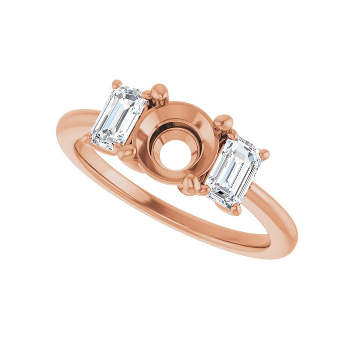 14K Rose Gold 6.5 mm Round 3/4 CTW Lab-Grown Semi-Set Engagement Ring