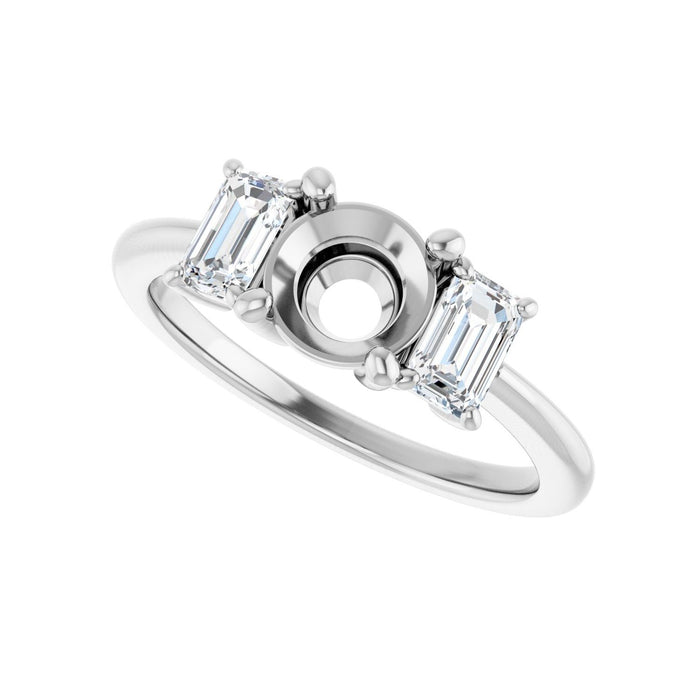 14K White Gold 6.5 mm Round 3/4 CTW Lab-Grown Semi-Set Engagement Ring