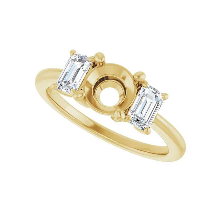 14K Yellow Gold 6.5 mm Round 3/4 CTW Lab-Grown Semi-Set Engagement Ring