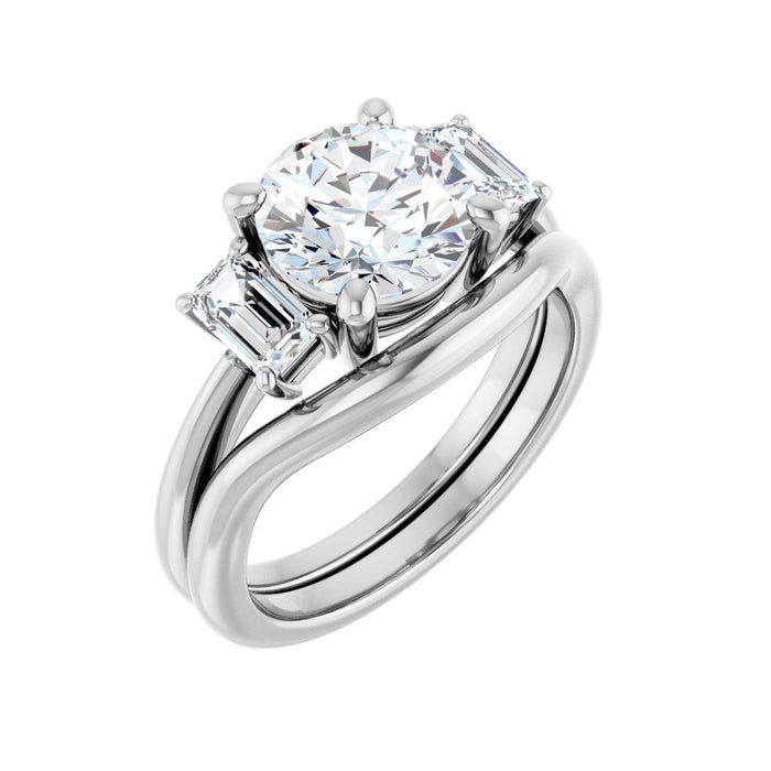 14K White Gold 8.2 mm Round 3/4 CTW Lab-Grown Semi-Set Engagement Ring