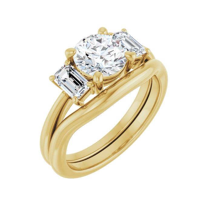 14K Yellow Gold 7 mm Round 3/4 CTW Lab-Grown Semi-Set Engagement Ring