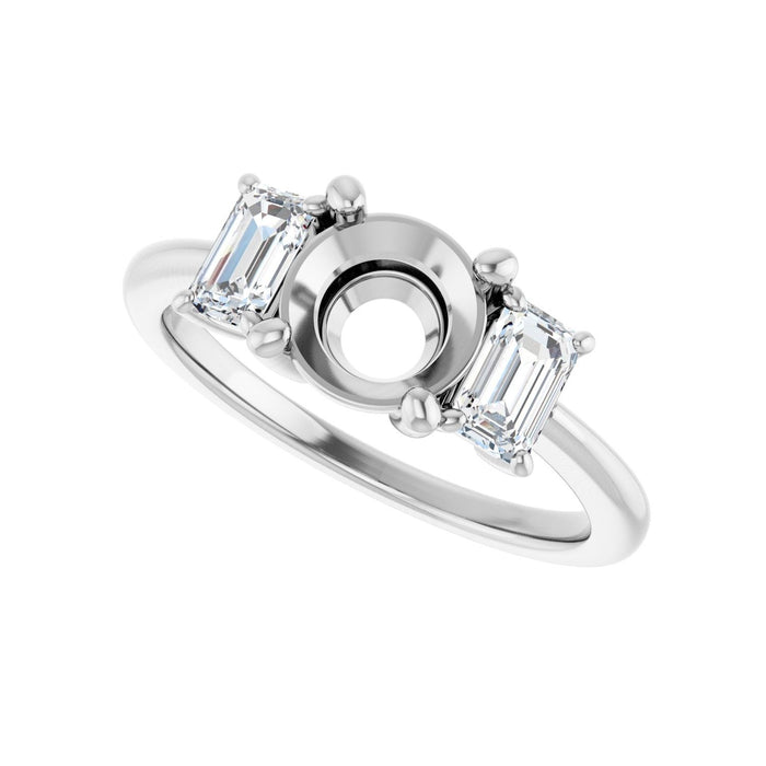 14K White Gold 7 mm Round 3/4 CTW Lab-Grown Semi-Set Engagement Ring