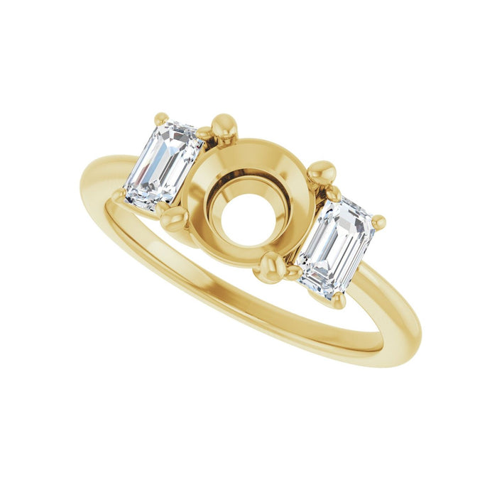 14K Yellow Gold 7 mm Round 3/4 CTW Lab-Grown Semi-Set Engagement Ring