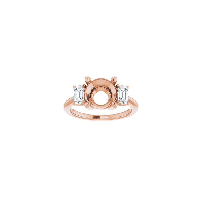14K Rose Gold 8.8 mm Round 3/4 CTW Lab-Grown Semi-Set Engagement Ring