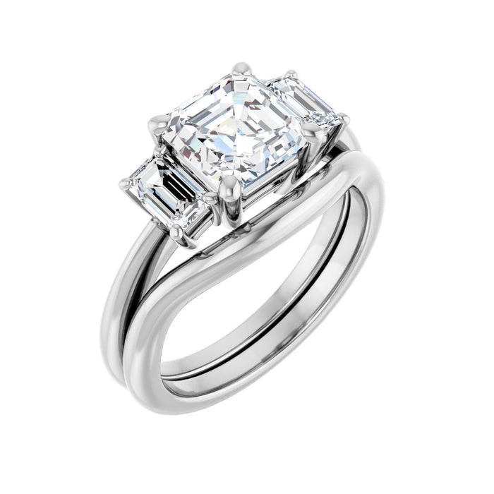 14K White Gold 7x7 mm Asscher 3/4 CTW Lab-Grown Semi-Set Engagement Ring