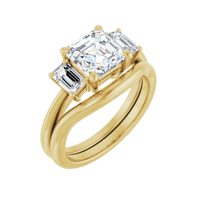 14K Yellow Gold 7x7 mm Asscher 3/4 CTW Lab-Grown Semi-Set Engagement Ring