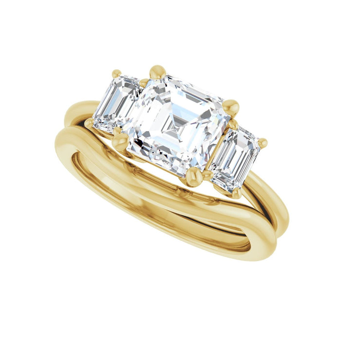 14K Yellow Gold 7x7 mm Asscher 3/4 CTW Lab-Grown Semi-Set Engagement Ring