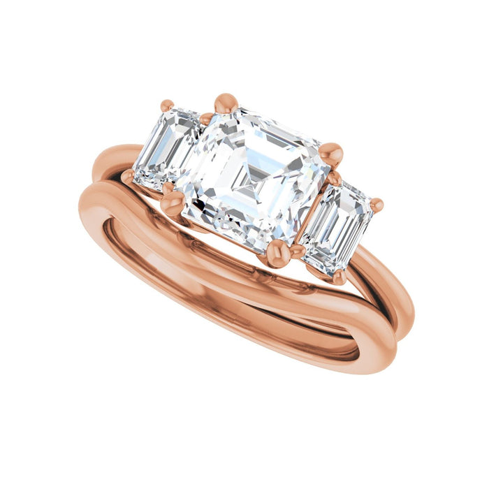 14K Rose Gold 7x7 mm Asscher 3/4 CTW Lab-Grown Semi-Set Engagement Ring