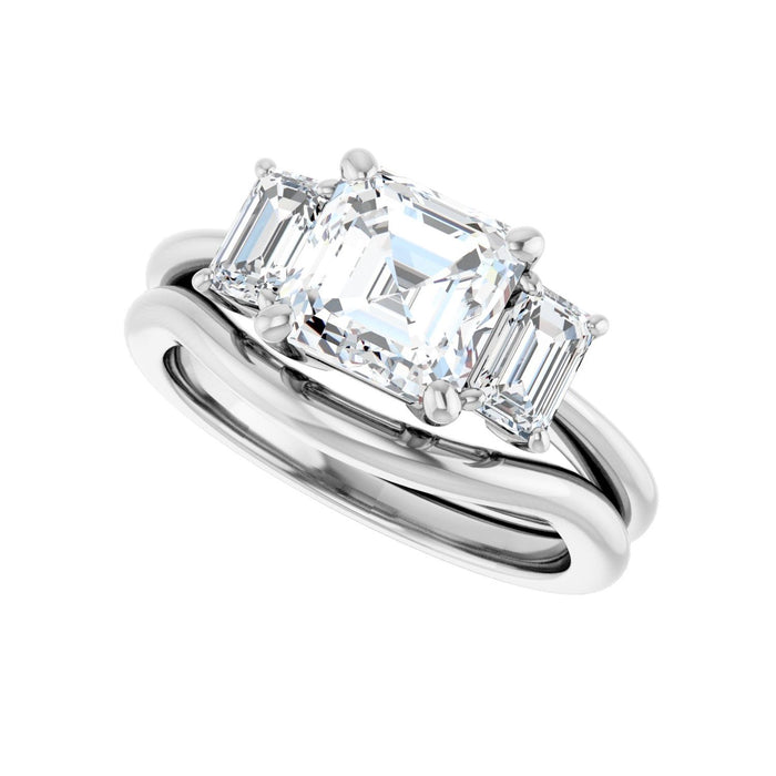 Platinum 7x7 mm Asscher 3/4 CTW Lab-Grown Semi-Set Engagement Ring