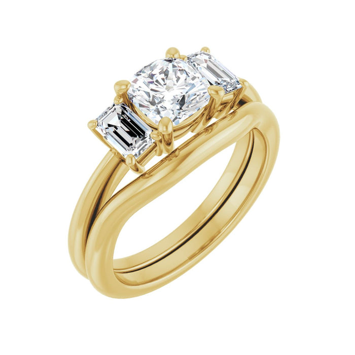 14K Yellow Gold 6x6 mm Cushion 3/4 CTW Lab-Grown Semi-Set Engagement Ring