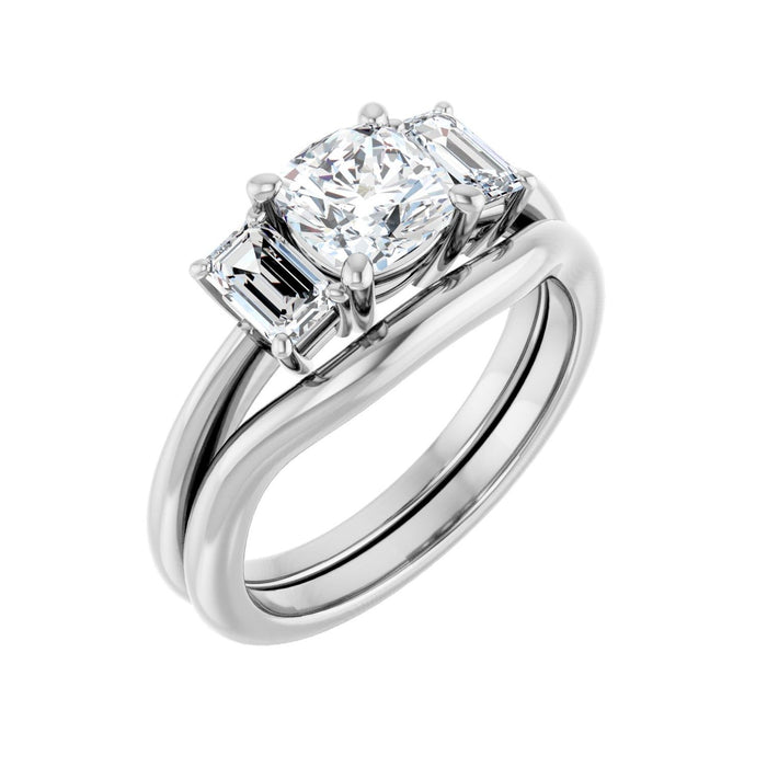 Platinum 6x6 mm Cushion 3/4 CTW Lab-Grown Semi-Set Engagement Ring
