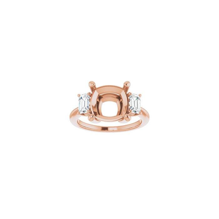 14K Rose Gold 10x10 mm Cushion 3/4 CTW Lab-Grown Semi-Set Engagement Ring