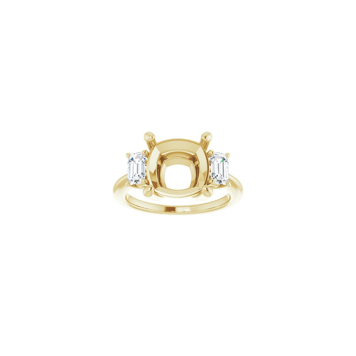 14K Yellow Gold 10x10 mm Cushion 3/4 CTW Lab-Grown Semi-Set Engagement Ring