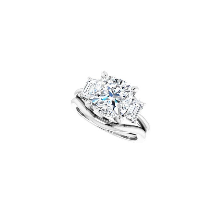 14K White Gold 9x9 mm Cushion 3/4 CTW Lab-Grown Semi-Set Engagement Ring