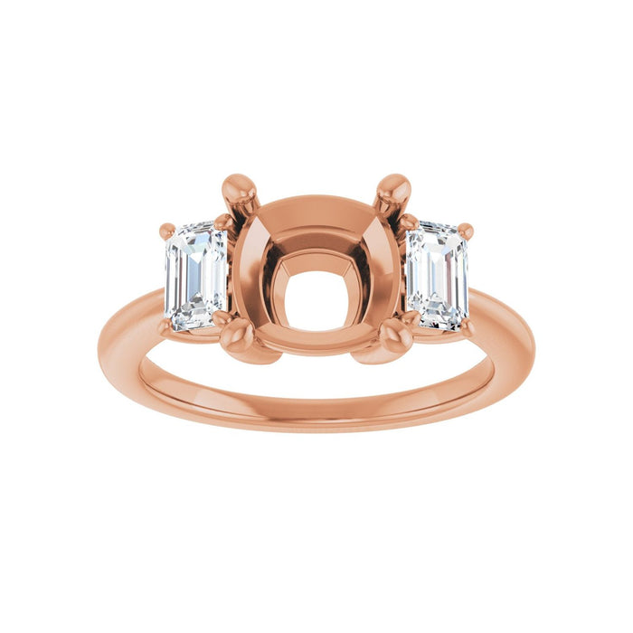 14K Rose Gold 8x8 mm Cushion 3/4 CTW Lab-Grown Semi-Set Engagement Ring