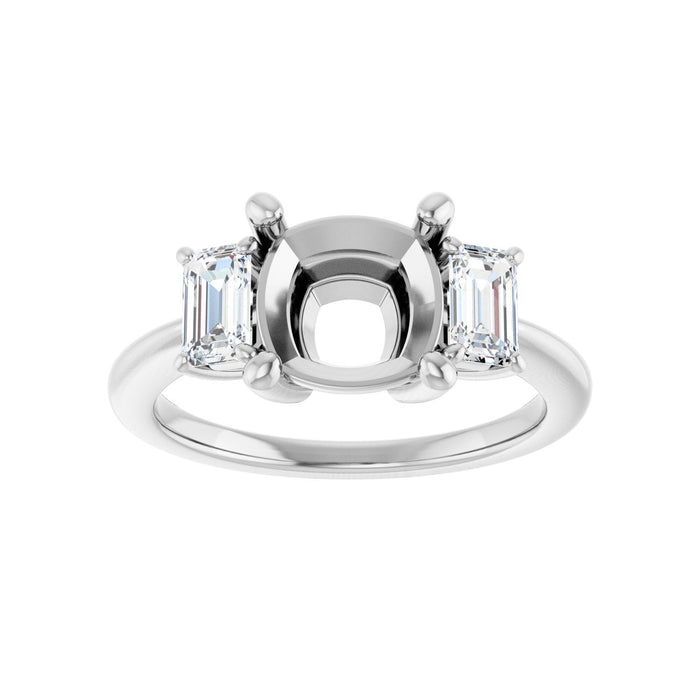 Platinum 8x8 mm Cushion 3/4 CTW Lab-Grown Semi-Set Engagement Ring