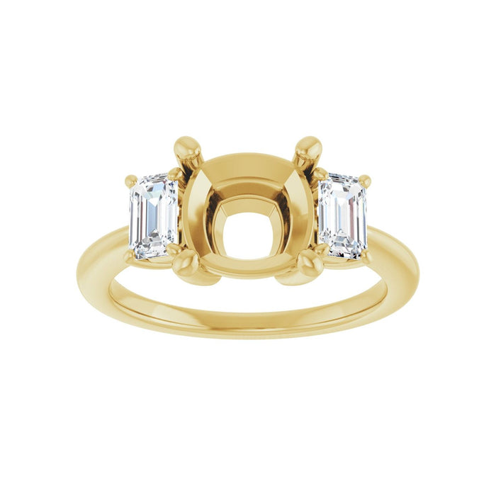 14K Yellow Gold 8x8 mm Cushion 3/4 CTW Lab-Grown Semi-Set Engagement Ring