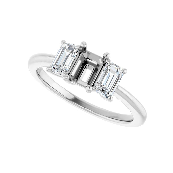 14K White Gold 6x4 mm Emerald 3/4 CTW Lab-Grown Semi-Set Engagement Ring