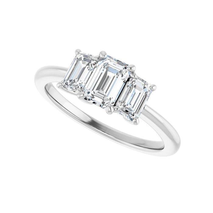 14K White Gold 6.5x4.5 mm Emerald 5/8 CTW Lab-Grown Semi-Set Engagement Ring